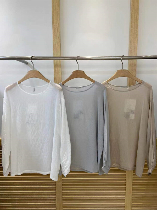 [xhm] round neck solid color versatile sunscreen shirt (excluding pants) 2091\zjy