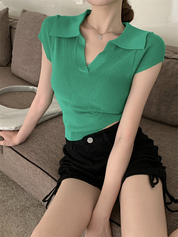 [f · P] summer 2022 new polo collar short sleeve slim fit sweater 8k53\hbx