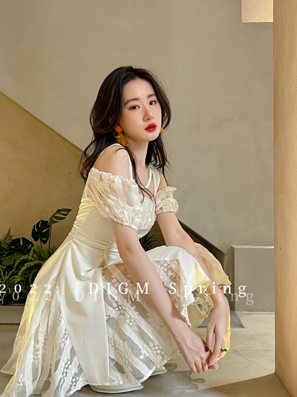 In early summer! [digm] new French Chic waist dress 5707-1\zxx