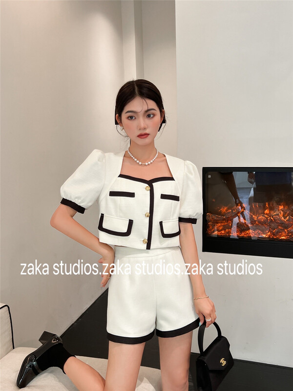 [Zaka] single breasted jacket + comfortable casual Shorts Set (only selling jacket + pants) 58336\ll