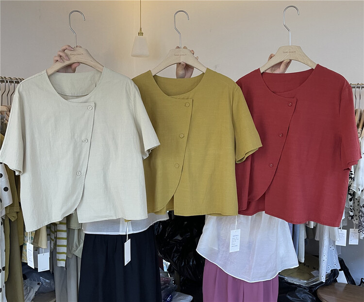 Live broadcast ⑦! [seek peach] single breasted comfortable shirt 5512\ll