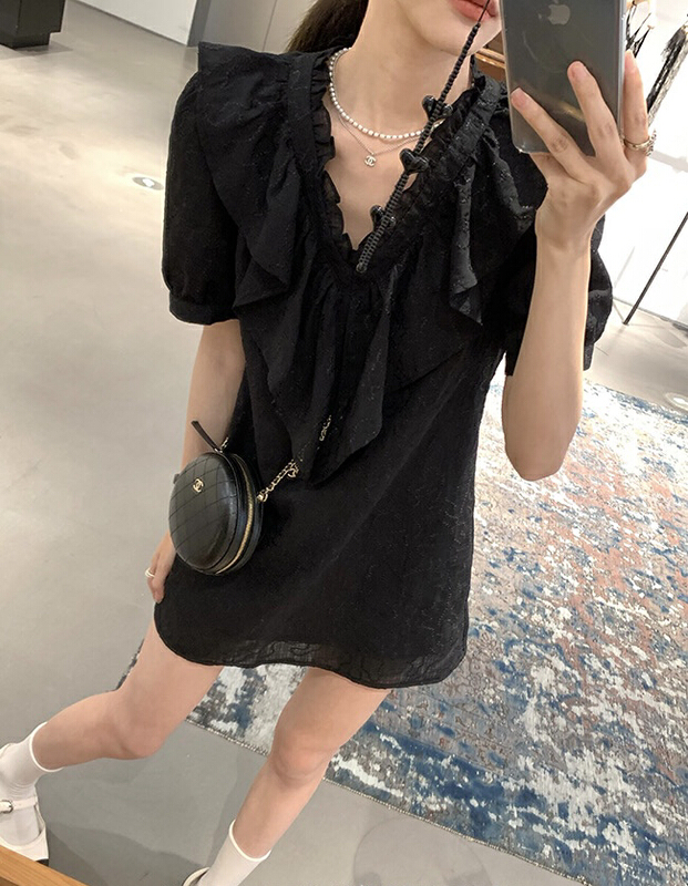 [Amanda] French jacquard lotus leaf dress 9651\pcz