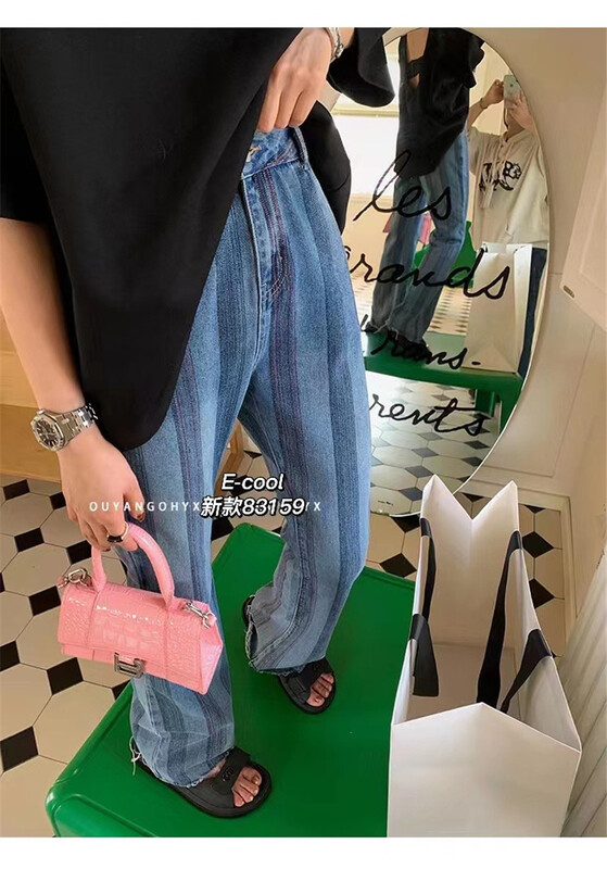 [jeans] trend watermelon skin stripe jeans ys1-83159\hjy