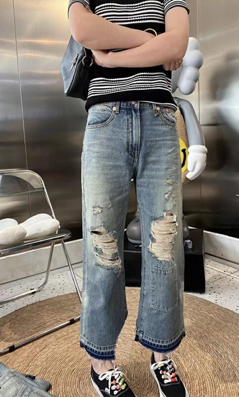 [AI x2 denim] Korean fashion jeans with holes 3709\hjy