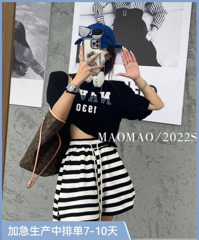 [Maomao] simple letter print versatile short sleeve T-shirt 797\wtt