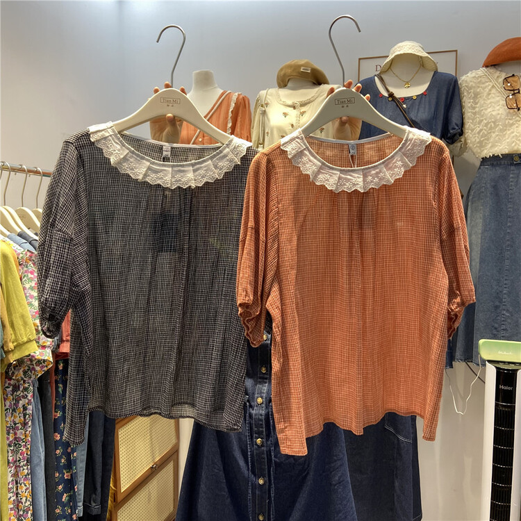 [Tian MI] check fashion Korean shirt 9688\l