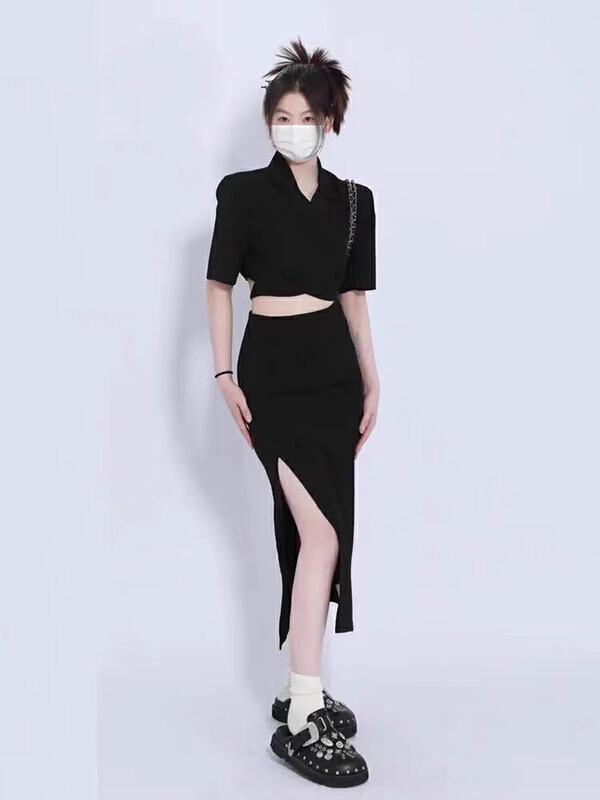 [Huaxi] French high sense suit coat ➕ Slit design half skirt suit 9236\pcz