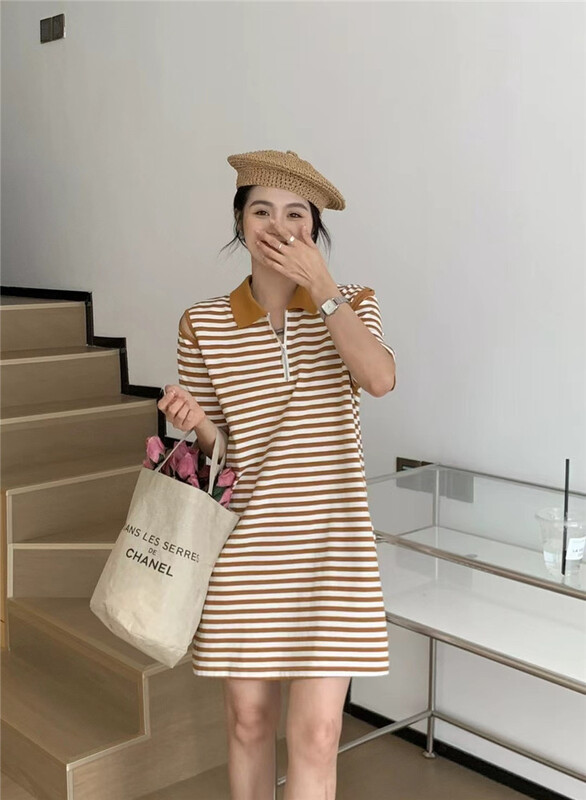 [CCJ] Korean stripe straight dress 8202\hjy