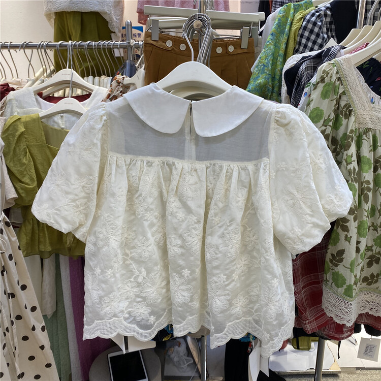 [o.lucky] age reduced baby collar Embroidery Shirt 1430\hbx