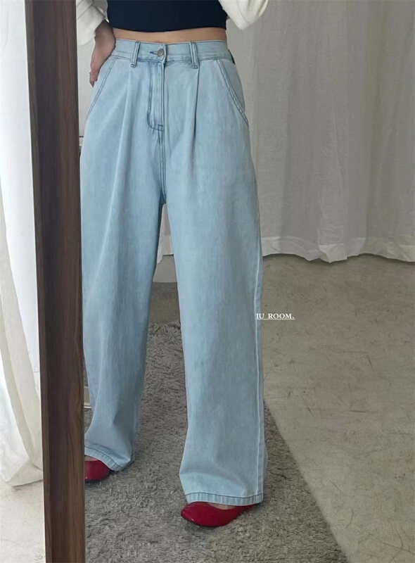 [IU room] Korean loose and versatile wide leg jeans 1235\xyy
