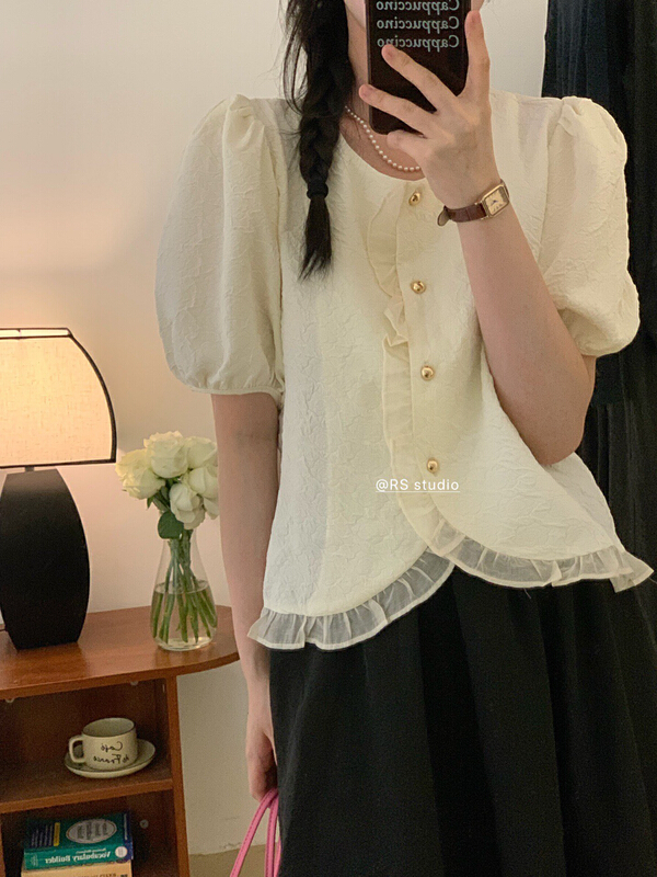 [RS] stitched lace wood ear shirt rs2110\xyy