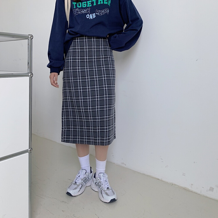 In early summer! [June] Korean slim checked skirt 506062\xyy