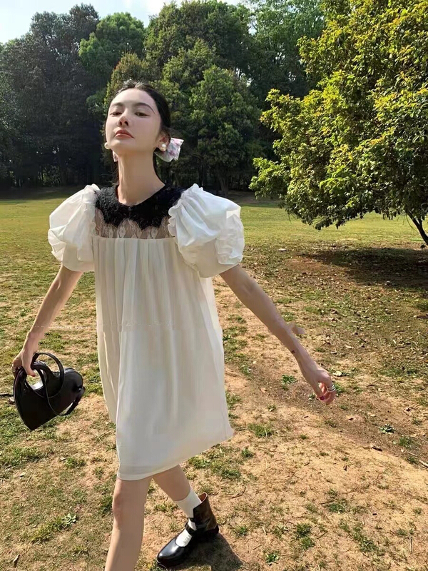 [lidada] heavy craft lace mosaic Petal Dress 2433\hbx