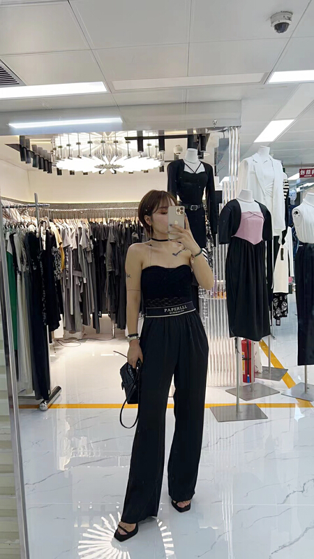 [semi plain] high waist letter wide leg casual pants k153\zjy