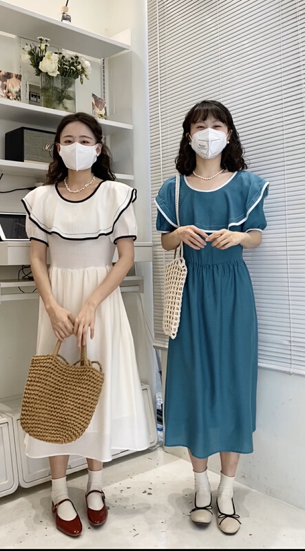 [c.hfeiyang] elegant temperament color matching Ruffle Dress 6815\hbx