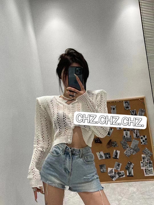 [c.h.z] Korean simple and versatile hollow out T-shirt 007748\wtt