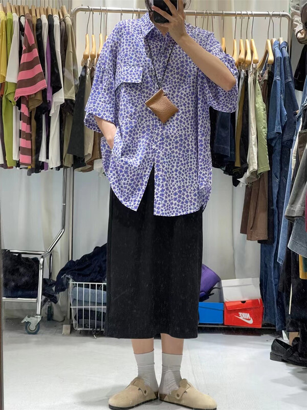 [Mujia] broken flower single breasted comfortable shirt 85281\l