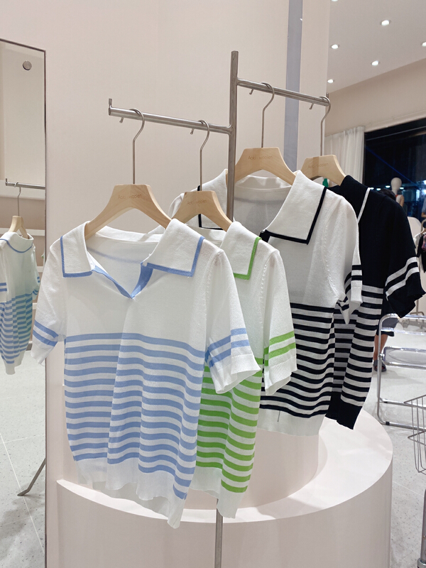 [huole] stripe design niche short sleeve T-shirt 5047\wtt