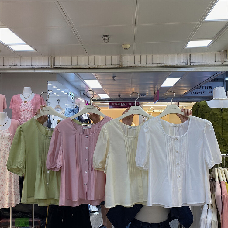 [zero-nine] Korean sweet square neck short shirt 9327\zjy