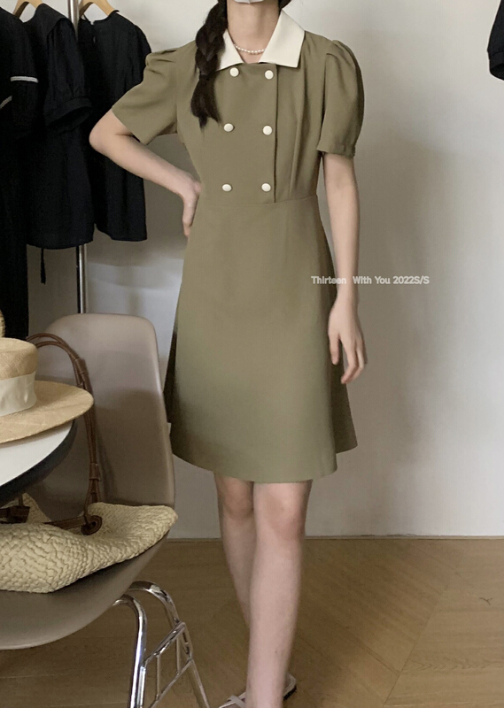 [thirten 13] temperament double breasted slim western dress 2193\xyy