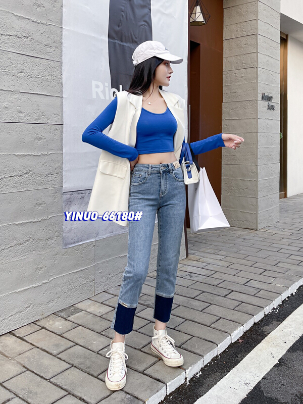 New year in early spring! [Yinuo Yinuo jeans] fashionable characteristic smoke tube elastic jeans 66180\zsy