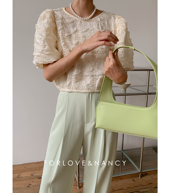 [forlove] elegant sweet pink Lantern Sleeve Shirt nb2xa4391\cqw