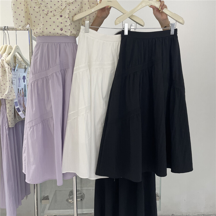 [Naomi] Korean medium length ins pure color skirt 2122\lsw