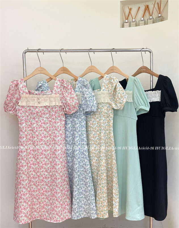 [huiglia clcl] Korean style square collar floral dress ys1-8052\zjy