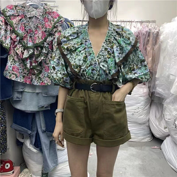 [mi ni] heavy industry floral thin shirt (only selling small shirts) 1209\pcz