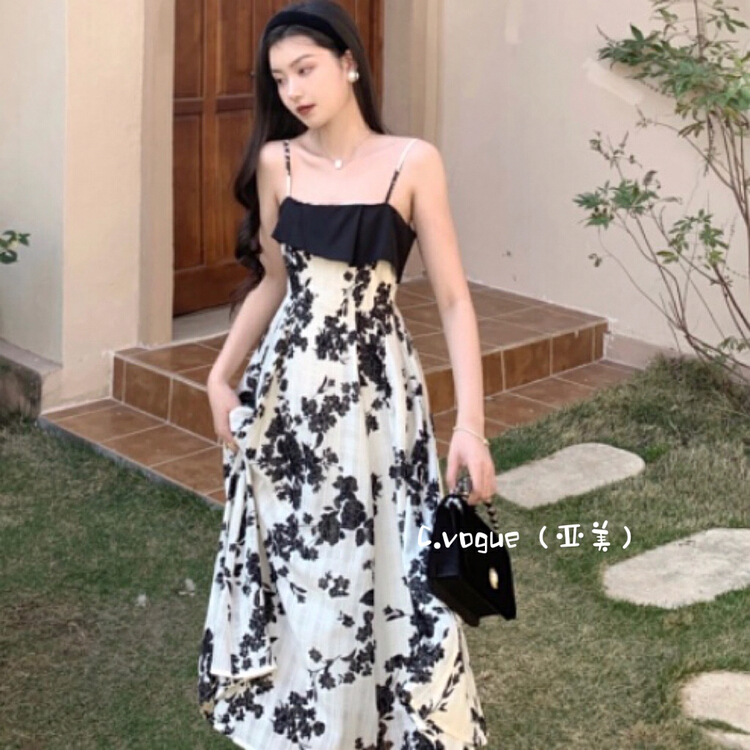 [c.vogue] French style fragmentary flower senior waist design dress 2297-1# PCZ