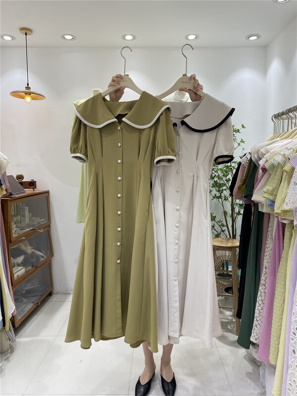[sunny] temperament Korean doll neck dress 1973\hjy