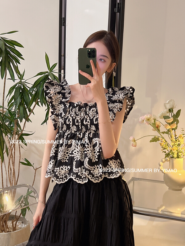 [Feimao (Yimao)] French retro color matching shirt z-80058\lsl
