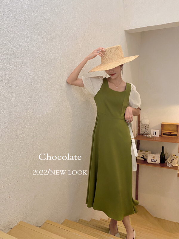 [chocolate] Korean back lace up dress 28086\ll
