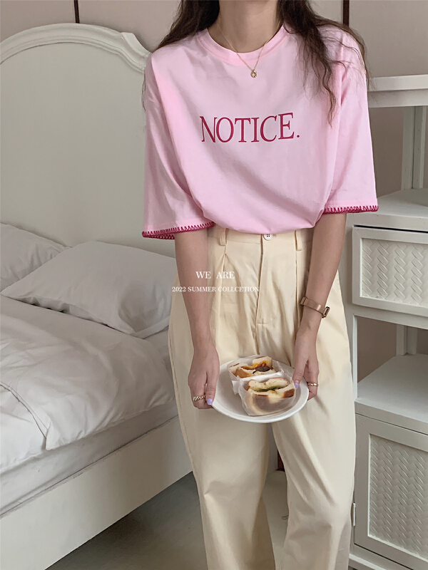 [we are] lazy printed letters short sleeve T-shirt 20123\zjy