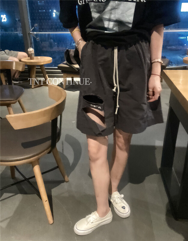 [TNT continue] perforated drawcord elastic waist comfortable casual shorts 60066\l