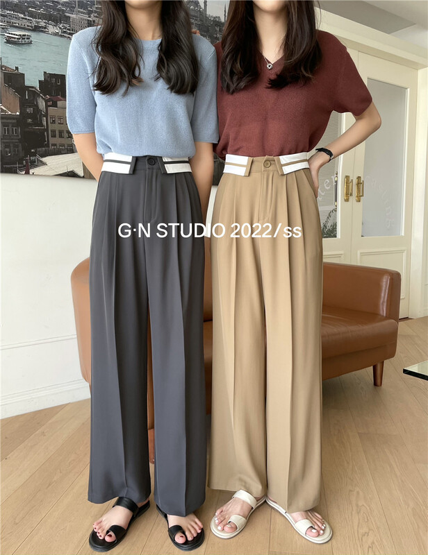 [g · n] temperament high waist straight pants 19051\hjy