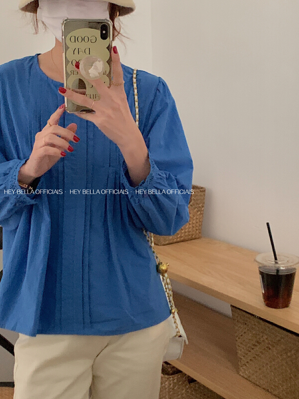 Original price 55.67! New year in early spring! [hey Bella] pleated lace versatile shirt b22021\ll