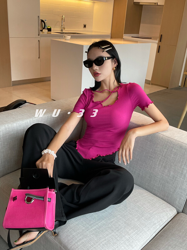 In early summer! [wu.33] Korean versatile Pullover short sleeve T-shirt 22235\wtt