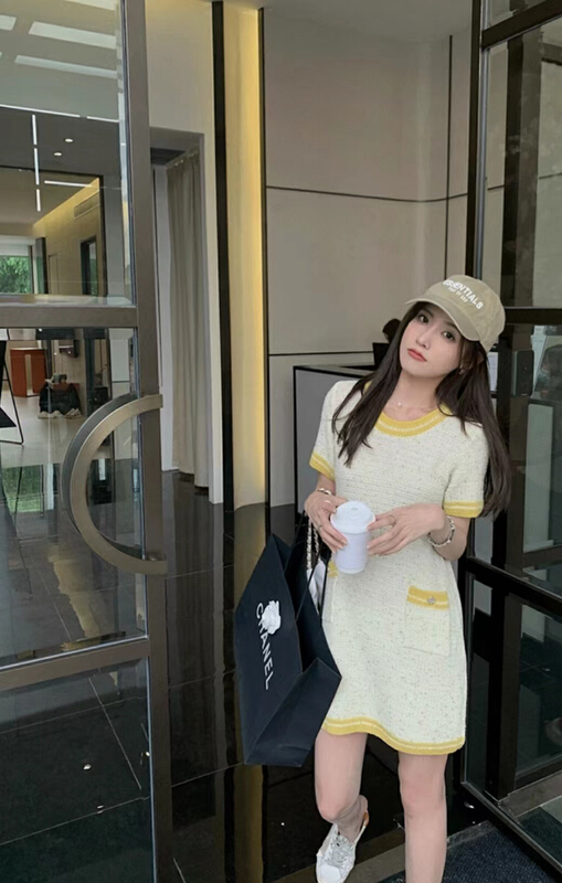 [am Gardenia] commuting simple small fragrant wind knitted dress (dress only) 0099\pcz