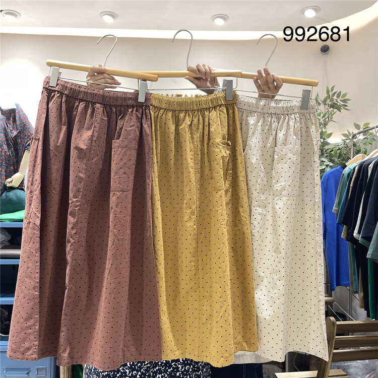 [twenty printed wood] wave point elastic high waist comfortable skirt 992681\l