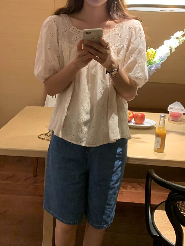 [hi] Korean version lady Square Neck Shirt 9765\hjy