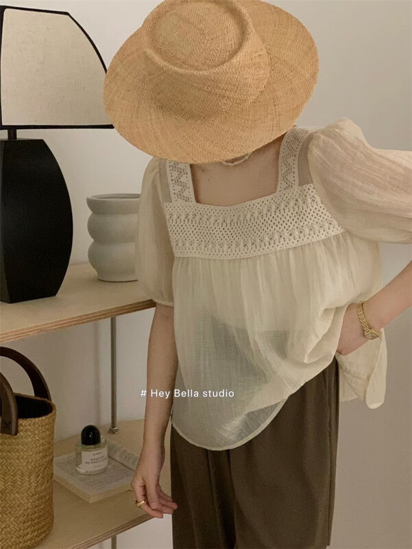 [hey Bella] square neck fashion shirt 1396\ll