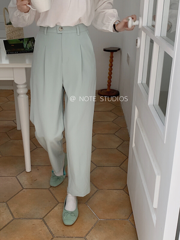 Original price 65.00! New year in early spring! [note] Korean version versatile high waist SLIM STRAIGHT pants 22090\hbx