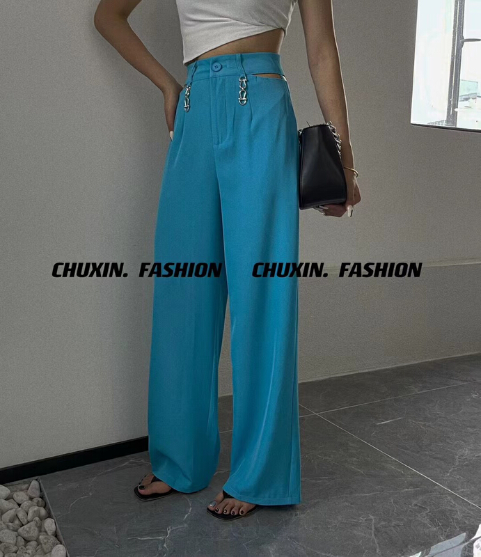 [c.x Chuxin] loose waist decorative wide leg casual pants k855\wtt