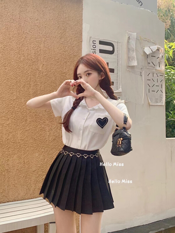 Original price 55.67! [Hello Miss] the little princess wears a love baby collar shirt (with Brooch) (only shirts) 6805\pcz