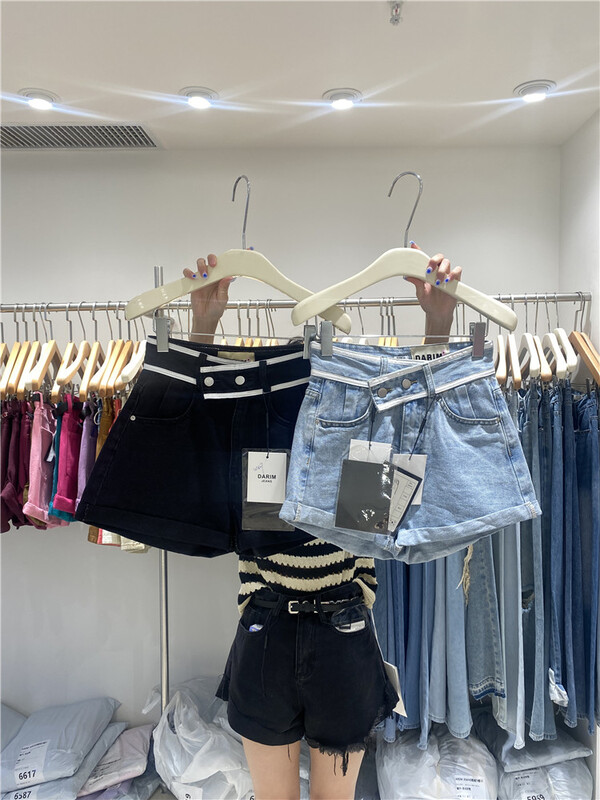 [o not 1] Korean casual color contrast versatile denim shorts w827\lsw