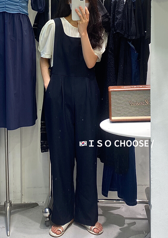 [ISO Korean] simple and fashionable shirt + loose and versatile suspender suit 66200\hjy