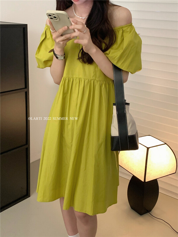 [larti] Korean style square neck slim dress 88111\ll