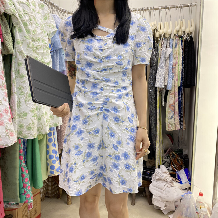 [y.x] Han Shu little woman printing heavy industry dress 2292\hjy