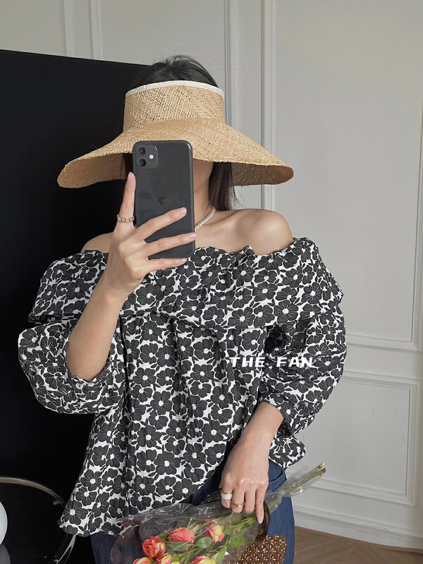 [the fan] off shoulder flower fresh shirt 96722\pcz